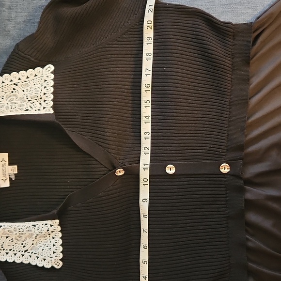 Nannette Black Midi Tiered Dress with White Lace Collar sz XL - Picture 9 of 11